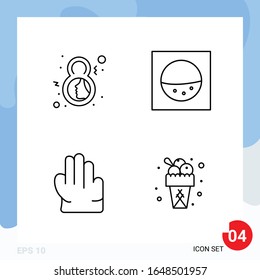 Modern Pack of 4 Icons. Line Outline Symbols isolated on White Backgound for Website designing