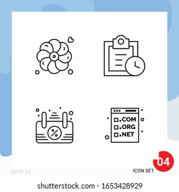 Modern Pack of 4 Icons. Line Outline Symbols isolated on White Backgound for Website designing