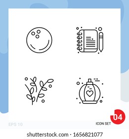 Modern Pack of 4 Icons. Line Outline Symbols isolated on White Backgound for Website designing
