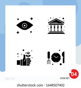Modern Pack of 4 Icons. Solid Glyph Symbols isolated on White Backgound for Website designing