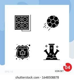 Modern Pack of 4 Icons. Solid Glyph Symbols isolated on White Backgound for Website designing