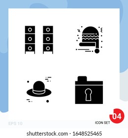 Modern Pack of 4 Icons. Solid Glyph Symbols isolated on White Backgound for Website designing