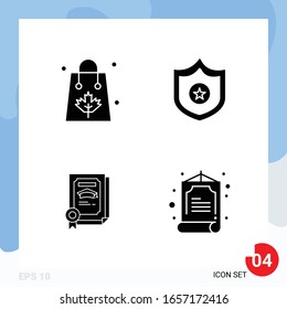 Modern Pack of 4 Icons. Solid Glyph Symbols isolated on White Backgound for Website designing