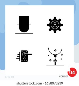 Modern Pack of 4 Icons. Solid Glyph Symbols isolated on White Backgound for Website designing