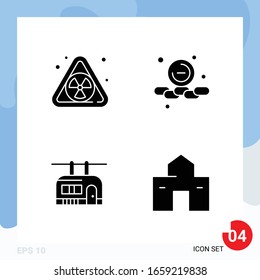 Modern Pack of 4 Icons. Solid Glyph Symbols isolated on White Backgound for Website designing