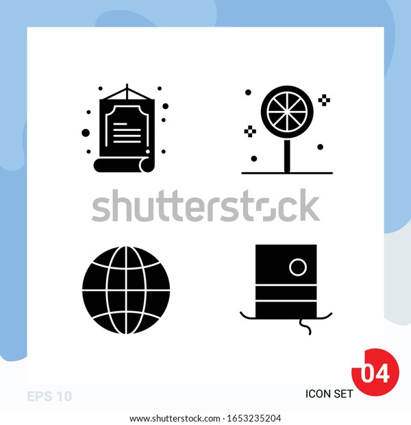 Modern Pack of 4 Icons. Solid Glyph
Symbols isolated on White Backgound for Website
designing