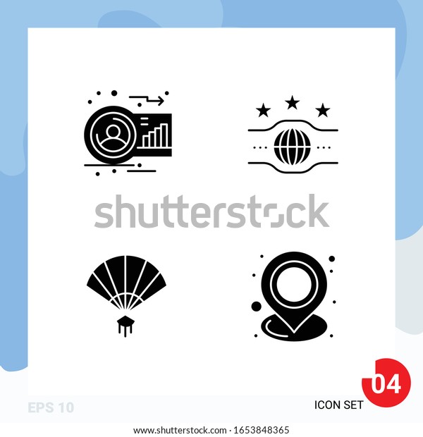 Modern Pack of 4 Icons. Solid Glyph\
Symbols isolated on White Backgound for Website\
designing