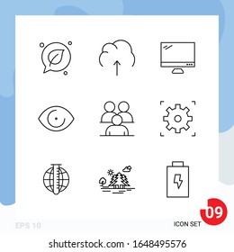 Modernes Paket mit 9 Symbolen. Zeilenumbruch-Symbole einzeln auf weißem Hintergrund für Webdesign