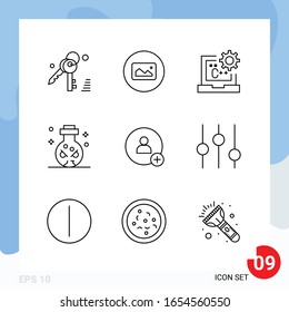Modern Pack of 9 Icons. Line Outline Symbols isolated on White Backgound for Website designing