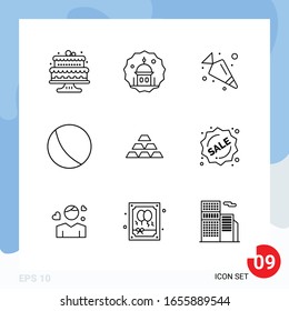 Modern Pack of 9 Icons. Line Outline Symbols isolated on White Backgound for Website designing
