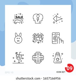 Modern Pack of 9 Icons. Line Outline Symbols isolated on White Backgound for Website designing