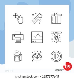 Modern Pack of 9 Icons. Line Outline Symbols isolated on White Backgound for Website designing