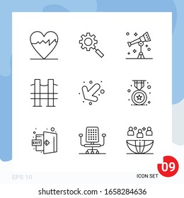 Modern Pack of 9 Icons. Line Outline Symbols isolated on White Backgound for Website designing