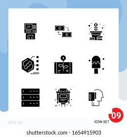 Modernes Paket mit 9 Symbolen. Solide Symbole für die Glyphe einzeln auf weißem Hintergrund für die Gestaltung der Website