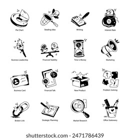 Modern Pack of Business Doodle Icons 

