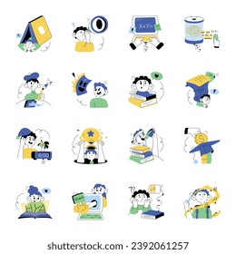 Moderno Paquete de Educación Ilustración 


