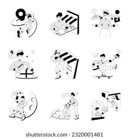 Modern Pack of Fast Delivery Drawing Illustrations 

