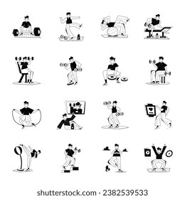 Modern Pack of Workout Glyph Illustrationen 

