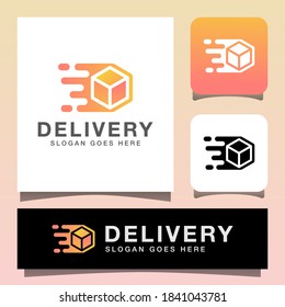 Design der modernen Paketbox-Lieferbox, Logistik-Logo-Vorlage