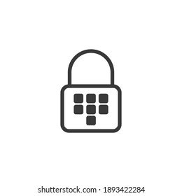 Modern Padlock with button line icon, outline vector sign, linear style pictogram isolated on white. Closed lock symbol, logo illustration. Editable stroke