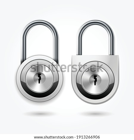 Modern padlock - round locker door lock icon for flat key, school lockers