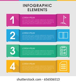 Modern page infographic template. infographic design with page icons includes book, flag, check list. can be used for presentation, diagram, annual report, web design.