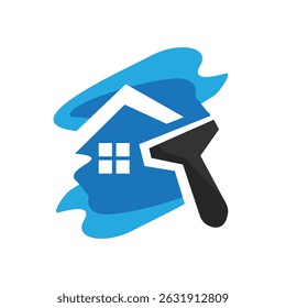 Pintura moderna pincel logotipo design gráfico para casa pintura casa ícone marca vetor modelo