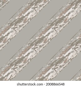Moderne Malerei auf diagonalem Streifen Vektorgrafik nahtlos Muster Hintergrund. Painterly-Pinselstrich-Stilrichtungen, monochrome, natürliche beige Kulisse. Abstrakte geometrische neutrale Wiederholung für Wellness