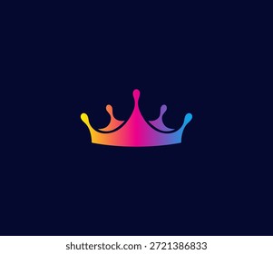 Modern paint crown logo featuring colorful gradient liquid splashes forming a royal tiara symbol. Ideal for art studios, printing agencies, fashion brands, beauty salons, painting workshops, or creative media companies. Fully editable vector template