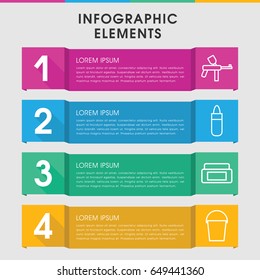 Modern paint infographic template. infographic design with paint icons includes cream box, lipstick, bucket. can be used for presentation, diagram, annual report, web design.