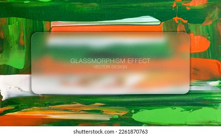 Modern paint texture. Glassmorphism trend design. Glass panel. Vector colorful art background