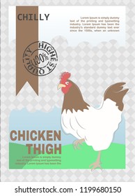 Modern painted chicken meat label packaging design. On a transparent background. Vector.