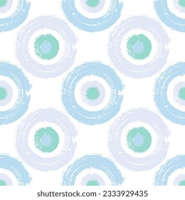 Modern painted circle shapes seamless pattern vector design. Fashionable print. Stylish paint stapms. Hand drawn ink brush stroke circles. Round ink painting shapes seamless pattern.