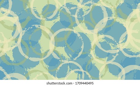 Modern painted circle stamps textile print. Circular stain overlapping elements vector seamless pattern. Ink texture circle stamps textile ornament.