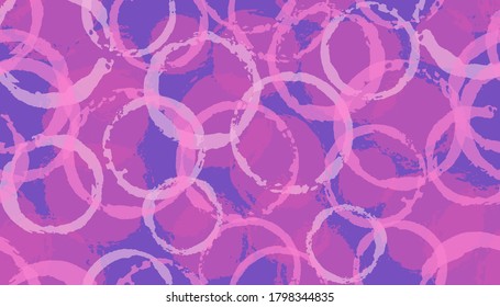 Impresión de tela de geometría de círculos pintados modernos. Elementos de bloqueo circular superpuestos vectores de patrón sin fisuras. Impresión de tejido geométrico de círculos de textura de tinta.