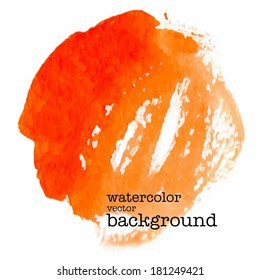 modern painting - orange circle abstract watercolor background on canvas or paper - vector illustration