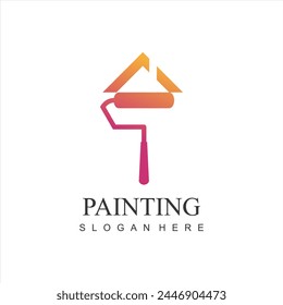 modern painting service, decor and repair multicolor icon. Vector logo, label, emblem design. Concept for home decoration, building, house construction and staining