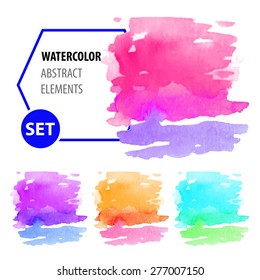 Modern painting watercolor brush fat stroke color gradient big set design elements on canvas or paper