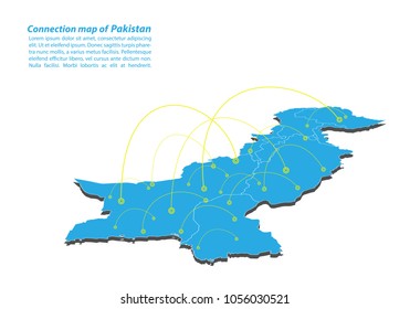 Modern of pakistan Map connections network design, Best Internet Concept ofpakistan  map business from concepts series, map point and line composition. Infographic map. Vector Illustration.