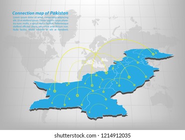 Modern of pakistan Map connections network design, Best Internet Concept of pakistan map business from concepts series, map point and line composition. Infographic map. Vector Illustration.