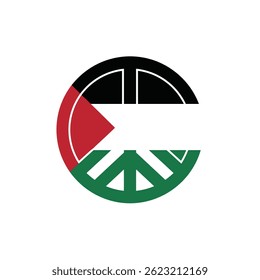 Modern Palestine Flag Inspired Wheel Design Vector Illustration Graphic Art