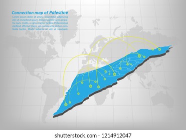 Modern of palestine Map connections network design, Best Internet Concept of palestine map business from concepts series, map point and line composition. Infographic map. Vector Illustration.