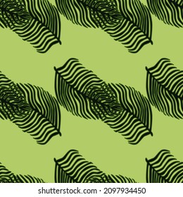 Modern palm leaf seamless pattern with hand drawn foliage print. Abstract art nature background. Vector illustration for seasonal textile prints, fabric, banners, backdrops and wallpapers.