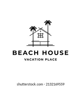 Modern Palm Tree House House Logo Vector Icon Illustration