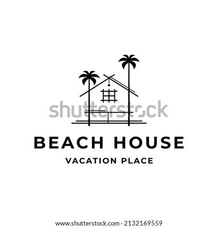 Modern Palm Tree House House Logo Vector Icon Illustration