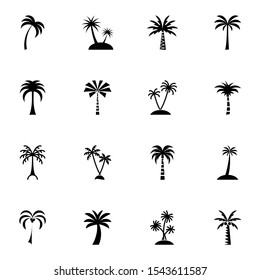 modern palm tree solid icon set. creative coconut tree, tropical glyph icons sign, vector illustration.