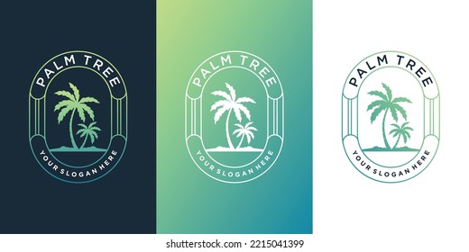 Modern palm trees logo design with cool gradient style Premium Vektor