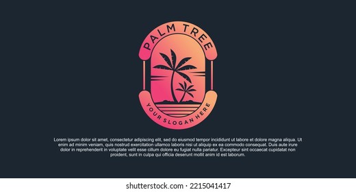 Modern palm trees logo design with cool gradient style Premium Vektor