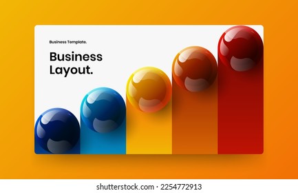 Modern pamphlet design vector template. Fresh 3D spheres corporate cover illustration.