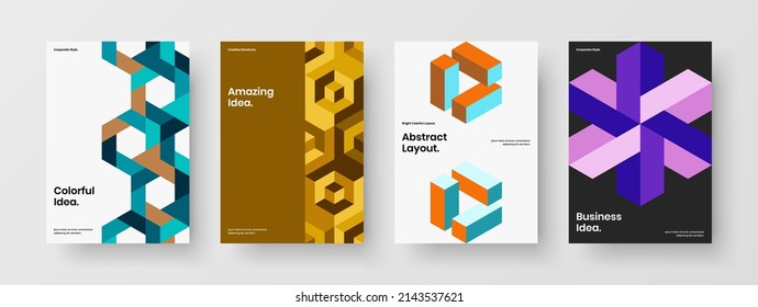 Modern pamphlet vector design concept composition. Fresh mosaic tiles annual report layout bundle.